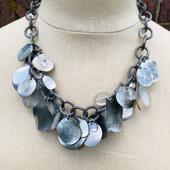 Galvanized Discs & Large Crystal Stones & Chain - Picture 1 of 8